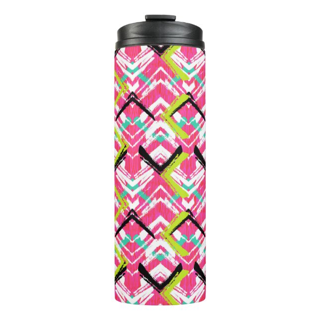 Hand Drawn Pink Zig Zag Pattern Thermal Tumbler (Front)