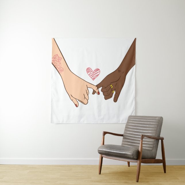 Hand drawn pinky swear pinky promise concept tapestry (In Situ)