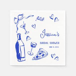 Hand Drawn Pizza Vino That's Amore Bridal Shower Napkin