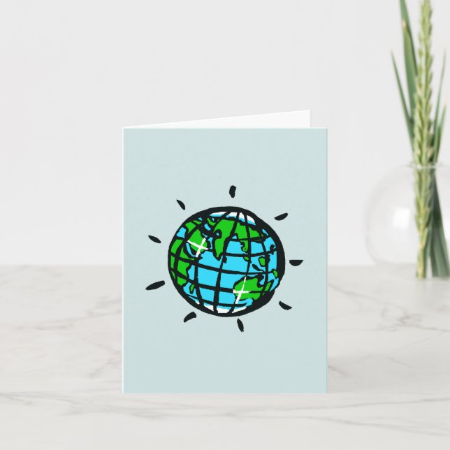 Hand drawn - Planet EARTH - Conservation -Aqua Card (Front)