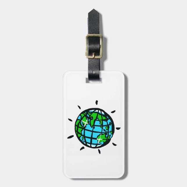  Hand drawn - Planet EARTH - Conservation - White Luggage Tag (Front Vertical)