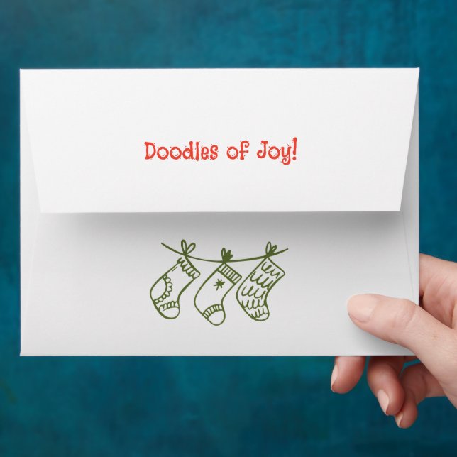 Hand-Drawn Playful Doodles Festive Holidays Envelope (Hand)
