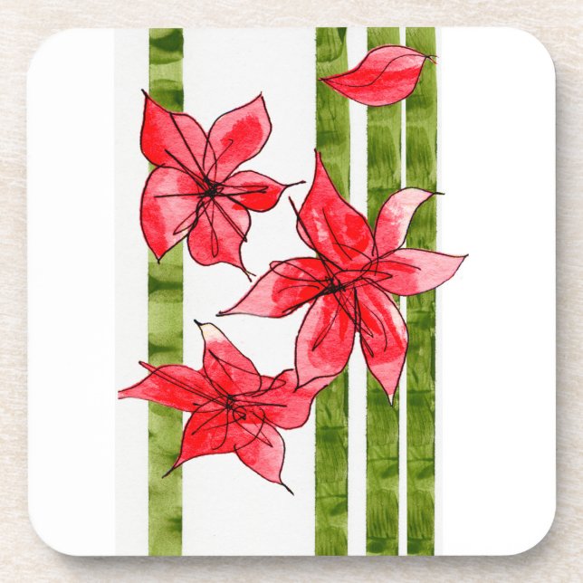 HAND DRAWN POINSETTA COASTER (Front)