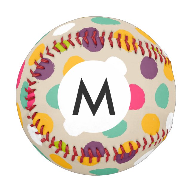 Hand-drawn polka dot pattern baseball (Front Left)