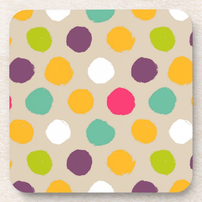 Hand-drawn polka dot pattern coaster (Front)