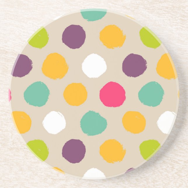 Hand-drawn polka dot pattern coaster (Front)