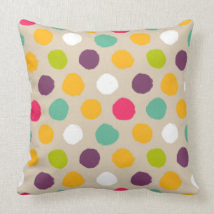 Hand-drawn polka dot pattern cushion