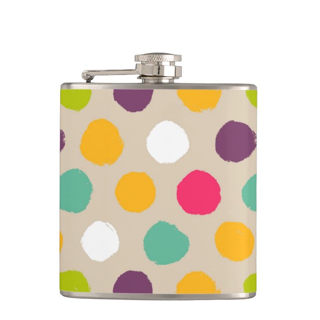 Hand-drawn polka dot pattern hip flask (Front)