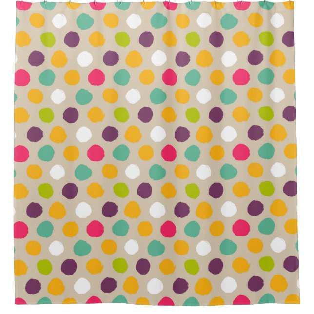 Hand-drawn polka dot pattern shower curtain (Front)