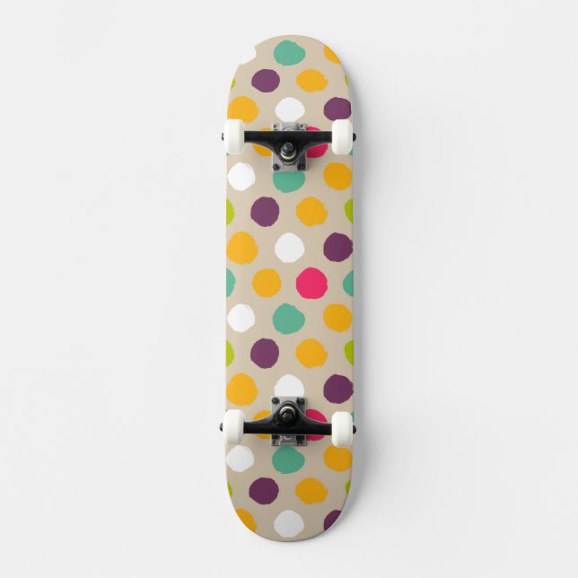 Hand-drawn polka dot pattern skateboard (Front)