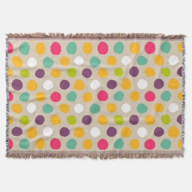 Hand-drawn polka dot pattern throw blanket (Front)