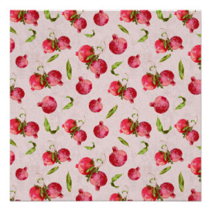 Hand Drawn Pomegranate Botanical Illustration Poster