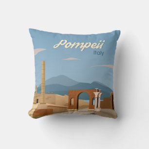 Hand Drawn Pompeii Italy Landscape Scenery Sketch Cushion