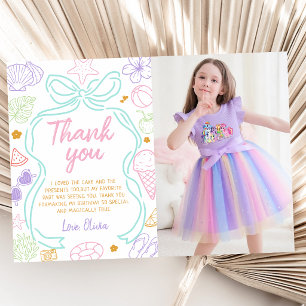 Hand Drawn Pool Party Birthday Thank You Card