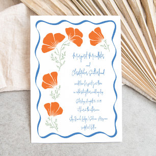 Hand Drawn Poppy Flower Wedding Invitation