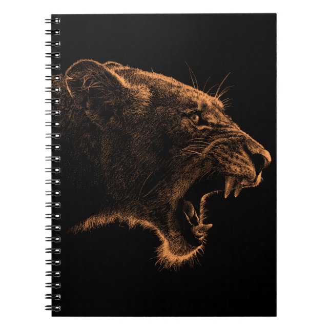 Hand drawn portrait of Lioness. Graphical sketch o Notebook (Front)