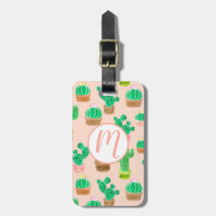 Hand Drawn Potted Cactus Pattern Luggage Tag