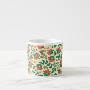 Hand Drawn Pressed Flowers Leaves Pattern Espresso Cup
