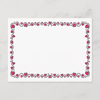 Hand Drawn Pretty Love Heart Doodle Border Postcard