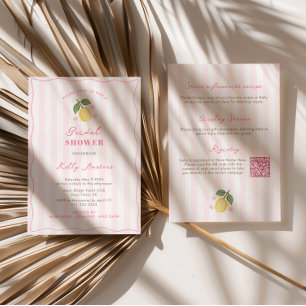 Hand-Drawn Pretty Pink Lemons Bridal Shower Invitation