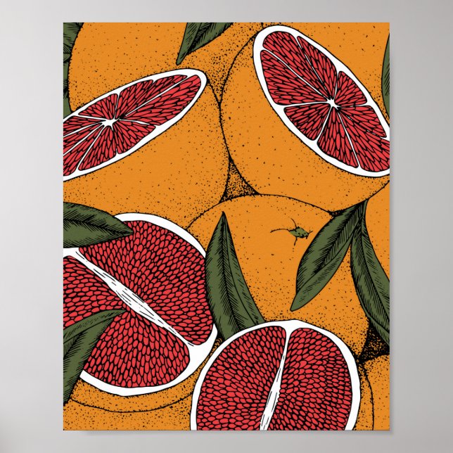 Hand drawn print with grapefruits (Front)
