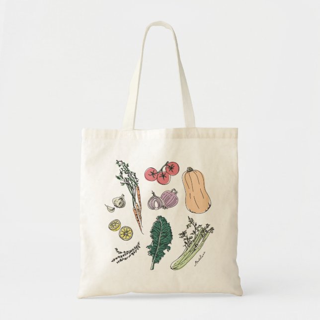 Hand Drawn Produce Customisable Tote Bag (Front)