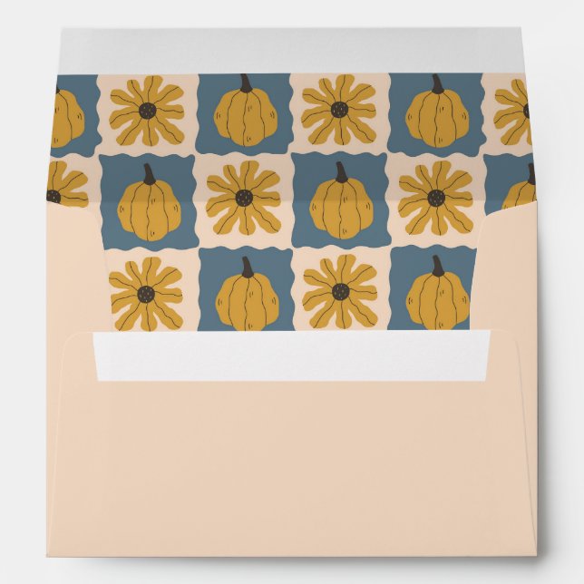 Hand Drawn Pumpkin Check Print Envelope (Back (Bottom))