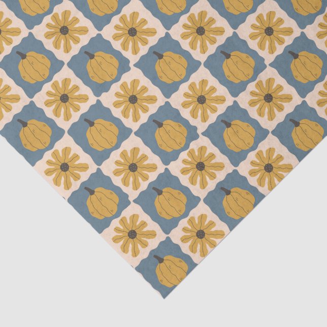 Hand Drawn Pumpkin Check Print Tissue Paper (Detail)