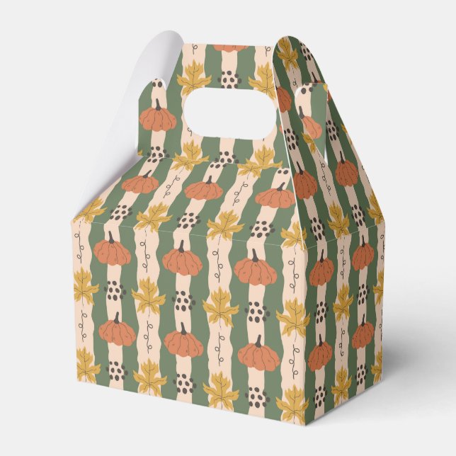 Hand Drawn Pumpkin & Leaf Pattern Favour Box (Front Side)