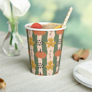 Hand Drawn Pumpkin & Leaf Pattern Paper Cups