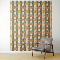 Hand Drawn Pumpkin & Leaf Pattern Tapestry