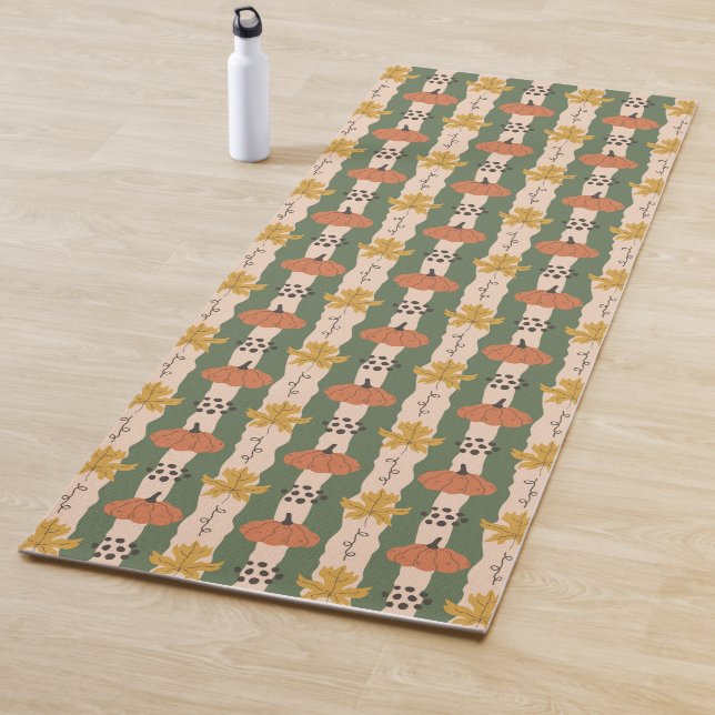 Hand Drawn Pumpkin & Leaf Pattern Yoga Mat (In Situ)