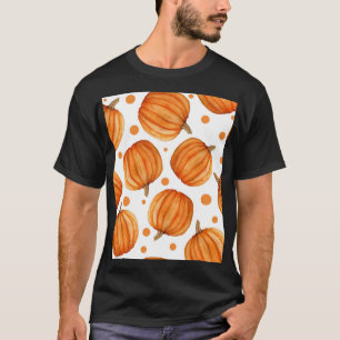 Hand-drawn pumpkins: watercolor Halloween pattern. T-Shirt