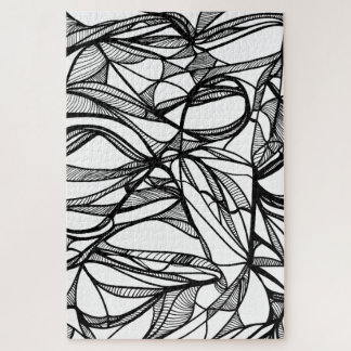 hand-drawn PUZZLE colour-your-own, black & white