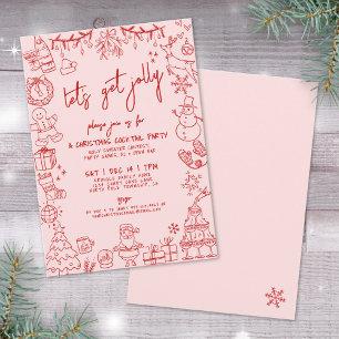 Hand Drawn Quirky Christmas Cocktail Party Invitation