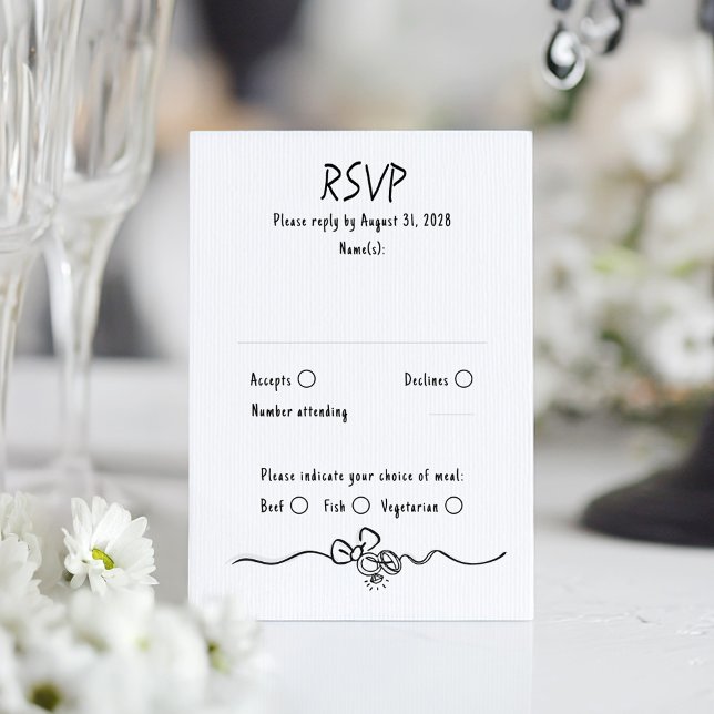Hand Drawn Quirky Funky Wedding RSVP Card (Whimsical Funky Wedding RSVP Card )