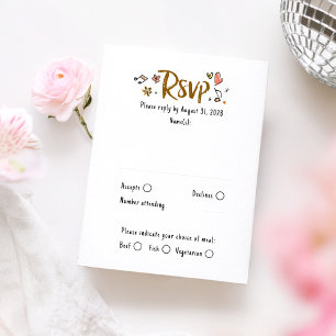 Hand Drawn Quirky Funky Wedding RSVP Card