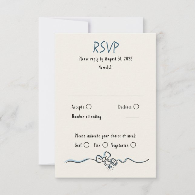 Hand Drawn Quirky Funky Wedding RSVP Card (Front)