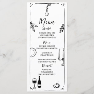 Hand Drawn Quirky Handwritten Wedding Menu