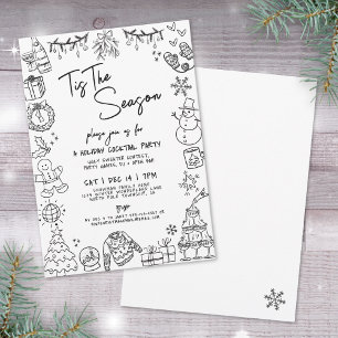 Hand Drawn Quirky Holiday Cocktail Party Invitation
