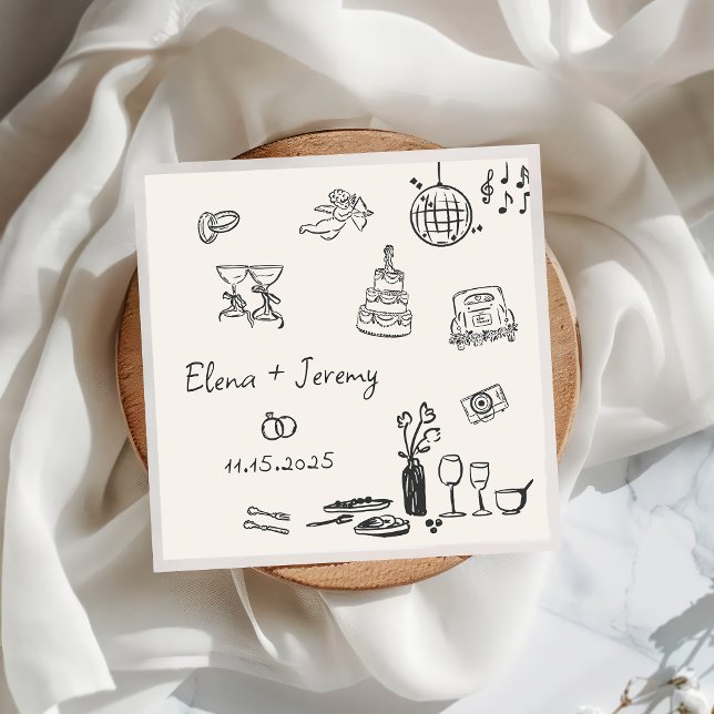 Hand Drawn Quirky Wedding Napkins (Creator Uploaded)
