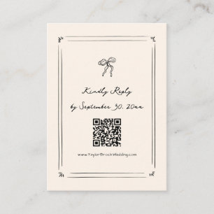 Hand Drawn Quirky Wedding RSVP Qr Code Enclosure Card