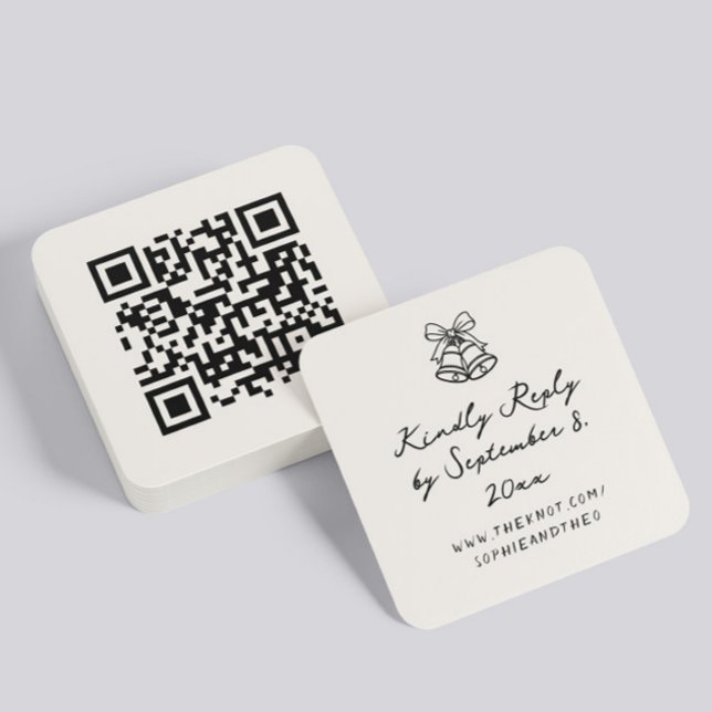 Hand Drawn Quirky Wedding RSVP Qr Code Enclosure Card (Creator Uploaded)