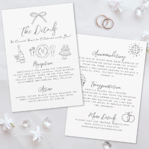 Hand Drawn Quirky Whimsical Wedding Details Enclosure Card