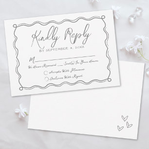 Hand Drawn Quirky Whimsical Wedding RSVP Card