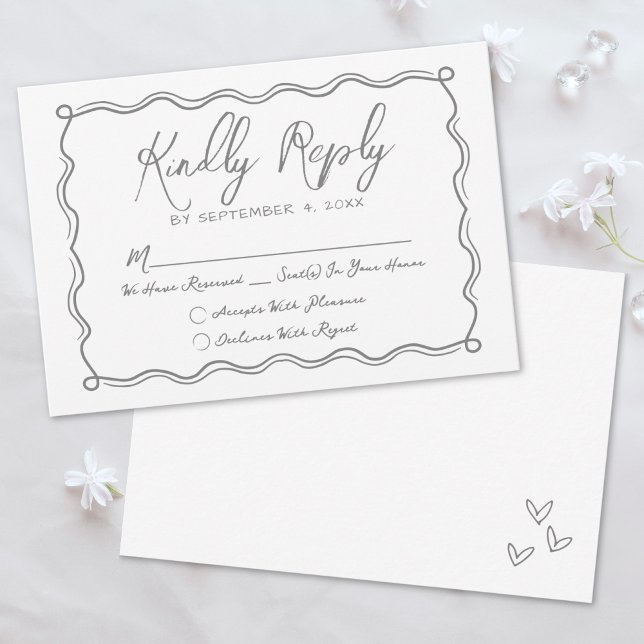 Hand Drawn Quirky Whimsical Wedding RSVP Card (Hand Drawn Quirky Whimsical Wedding RSVP Card)