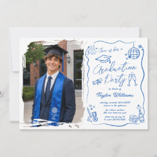 Hand Drawn Quirky Whimsy Doodles Graduation Photo Invitation