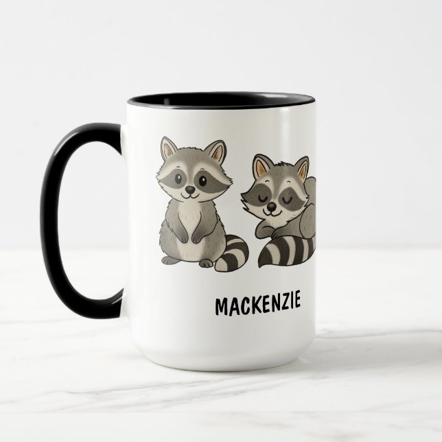 Hand Drawn Racoon Custom Cute Mug (Left)