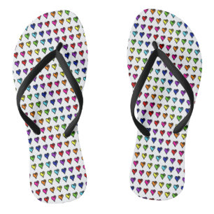 Hand-drawn Rainbow Hearts Thongs