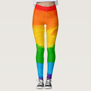 Hand Drawn Rainbow Leggings – Colourful Artistic 